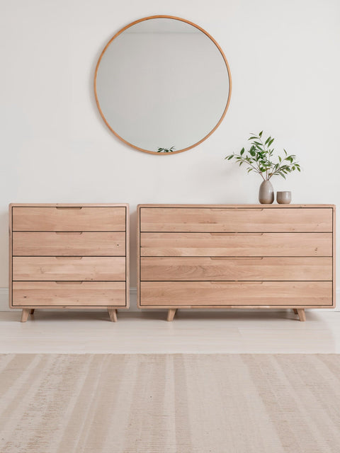 Commode en bois massif de chêne blanchi 150 cm Portofino