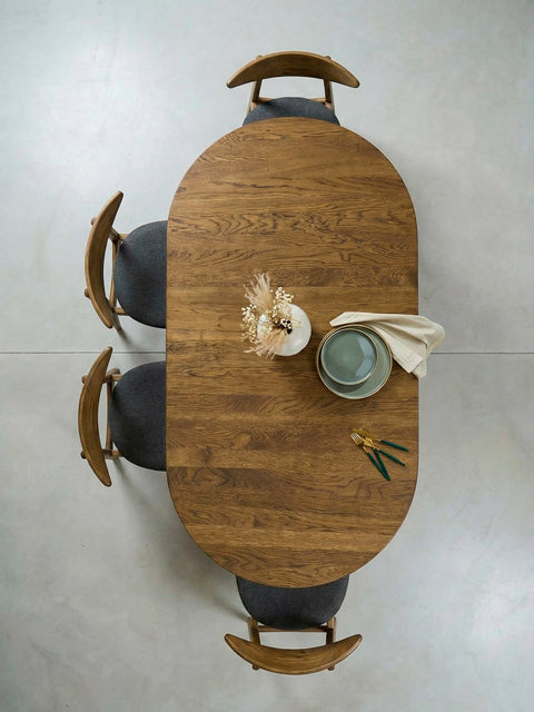 Table à manger extensible en bois massif de chêne marron Florence