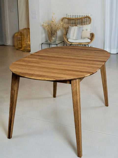 Table à manger extensible en bois massif de chêne marron Florence