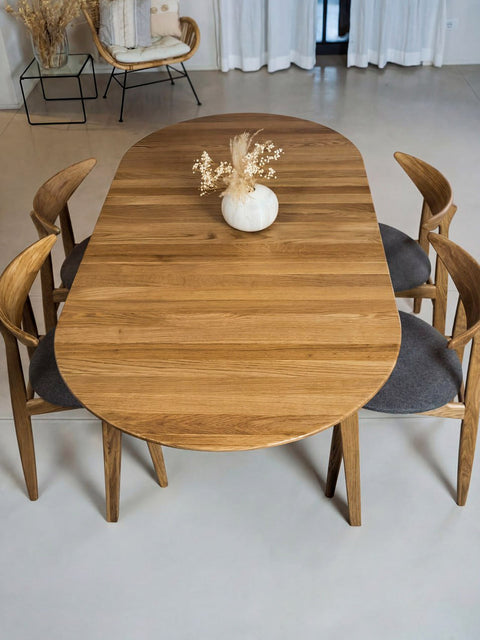 Table à manger extensible en bois massif de chêne marron Florence