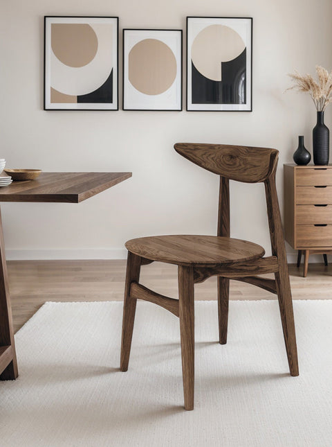 Chaise de salle à manger en chêne massif fumé moderne rigide 75 cm Positano