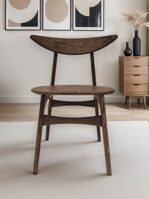 Chaise de salle à manger en chêne massif fumé moderne rigide 75 cm Positano
